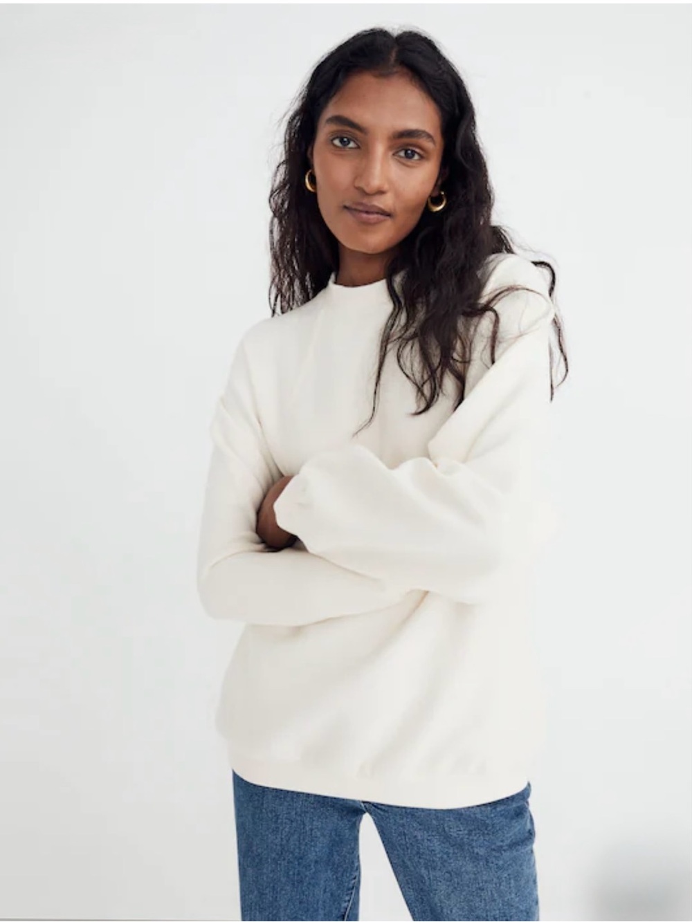 Madewell Button-Back Mockneck Top Size XS